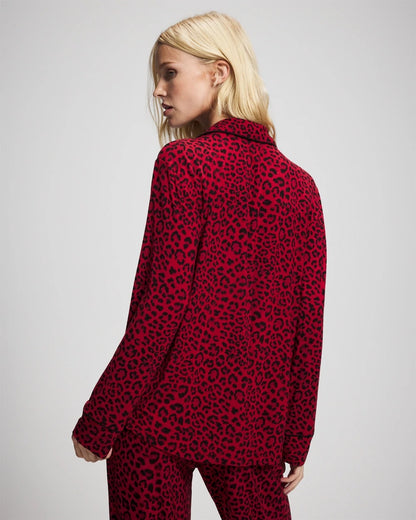 Soma Cool Nights Long Sleeve Notch Collar with Piped Placket Pajama Top