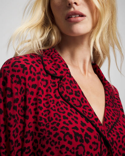 Soma Cool Nights Long Sleeve Notch Collar with Piped Placket Pajama Top