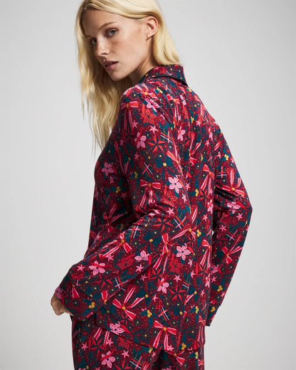 Soma Cool Nights Long Sleeve Notch Collar with Piped Placket Pajama Top