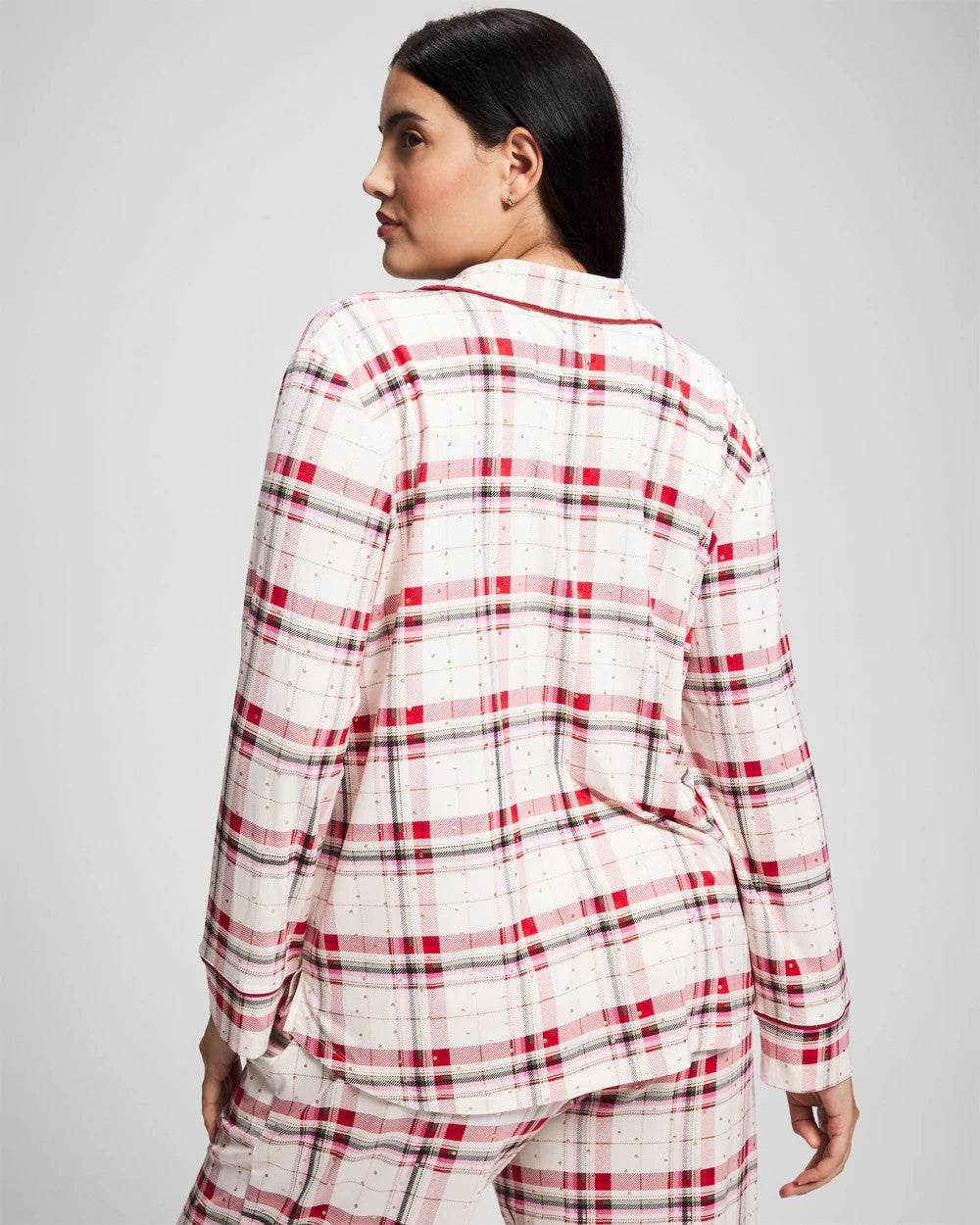 Soma Cool Nights Long Sleeve Notch Collar with Piped Placket Pajama Top
