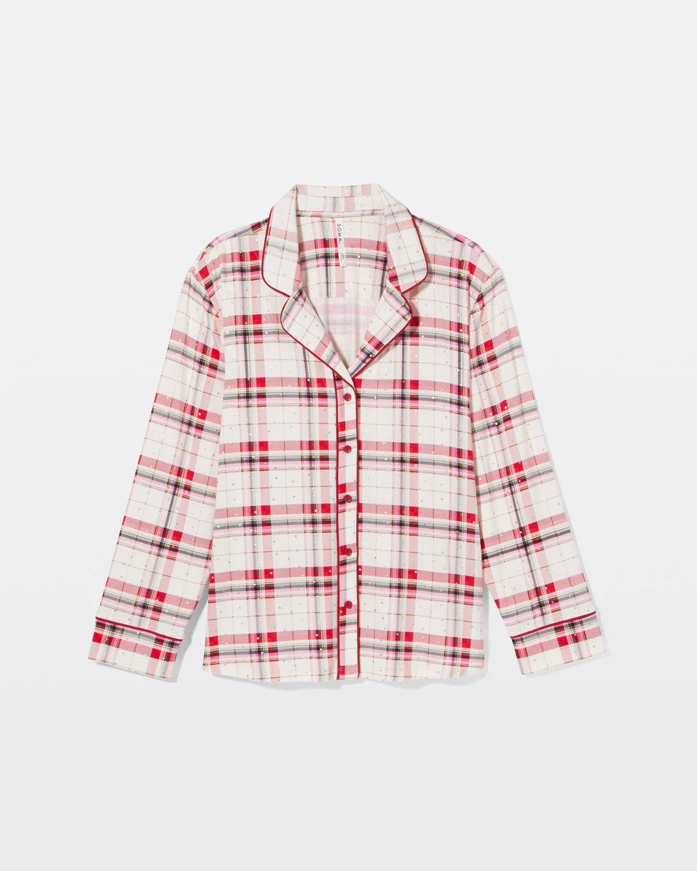 Soma Cool Nights Long Sleeve Notch Collar with Piped Placket Pajama Top
