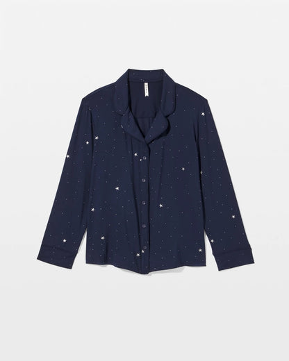 Soma Cool Nights Long Sleeve Notch Collar with Piped Placket Pajama Top