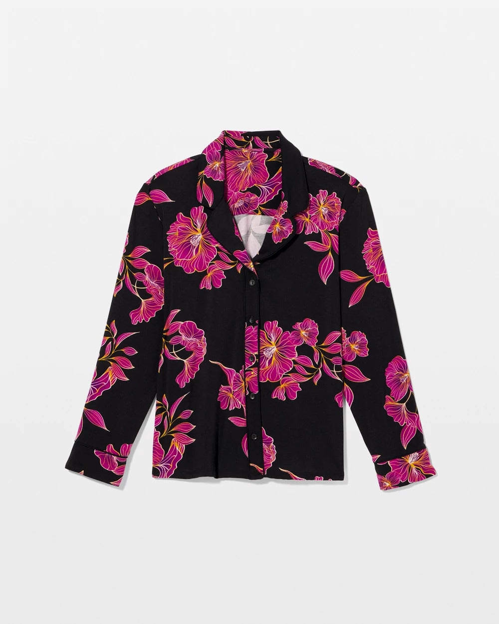 Soma Cool Nights Long Sleeve Notch Collar with Piped Placket Pajama Top