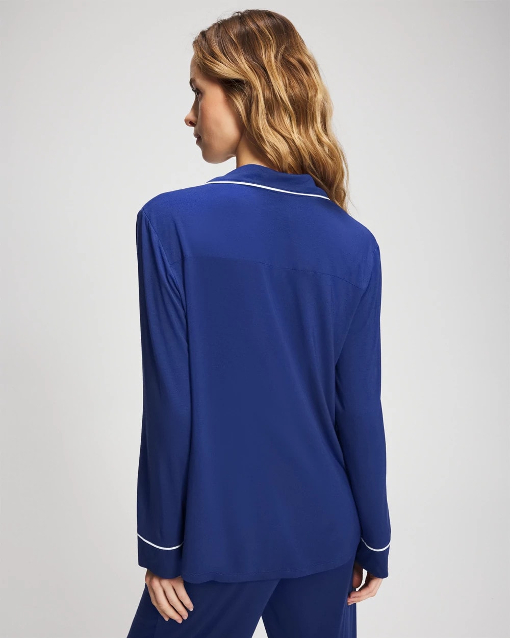 Soma Long Sleeve Notch Collar w/ Piped Placket Pajama Top