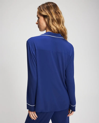Soma Long Sleeve Notch Collar w/ Piped Placket Pajama Top