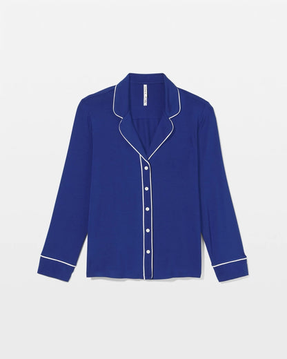 Soma Long Sleeve Notch Collar w/ Piped Placket Pajama Top