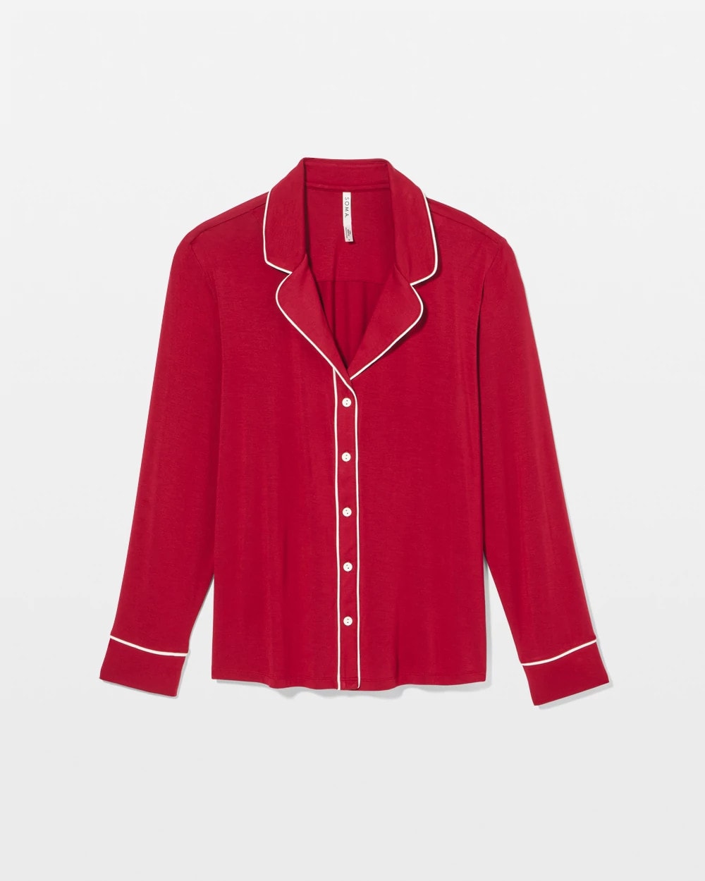 Soma Long Sleeve Notch Collar w/ Piped Placket Pajama Top