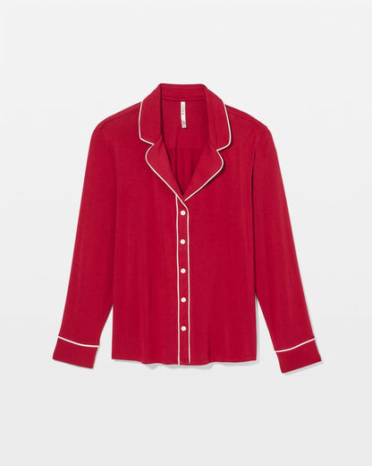 Soma Long Sleeve Notch Collar w/ Piped Placket Pajama Top
