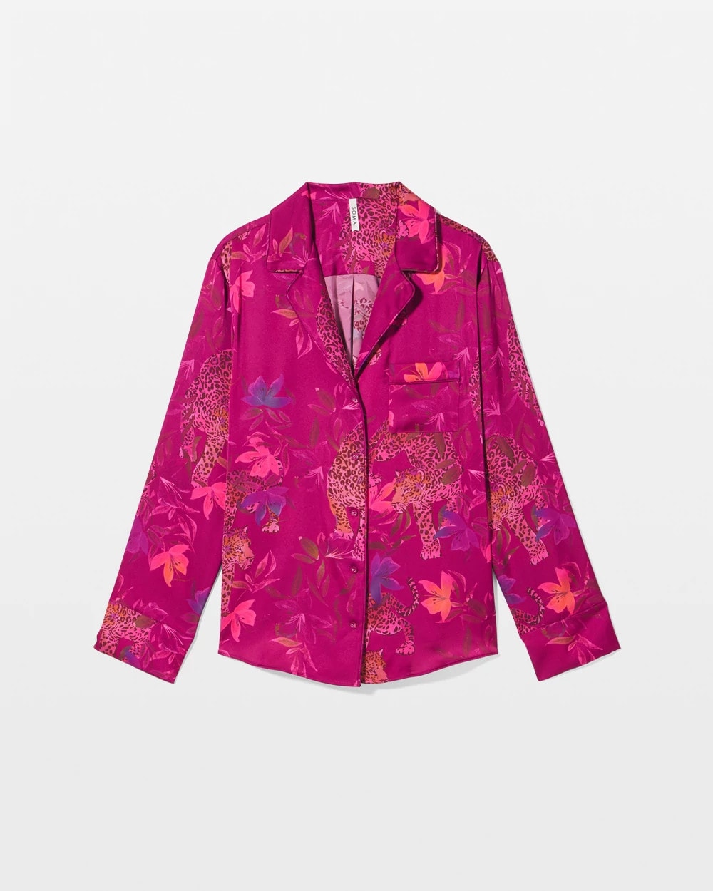 Soma Long Sleeve Notch Collar Pajama Top