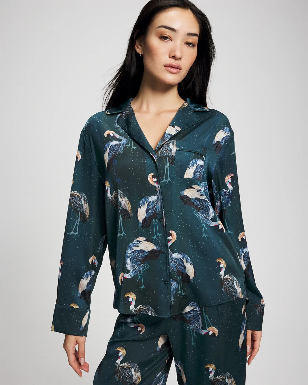 Soma Long Sleeve Notch Collar Pajama Top