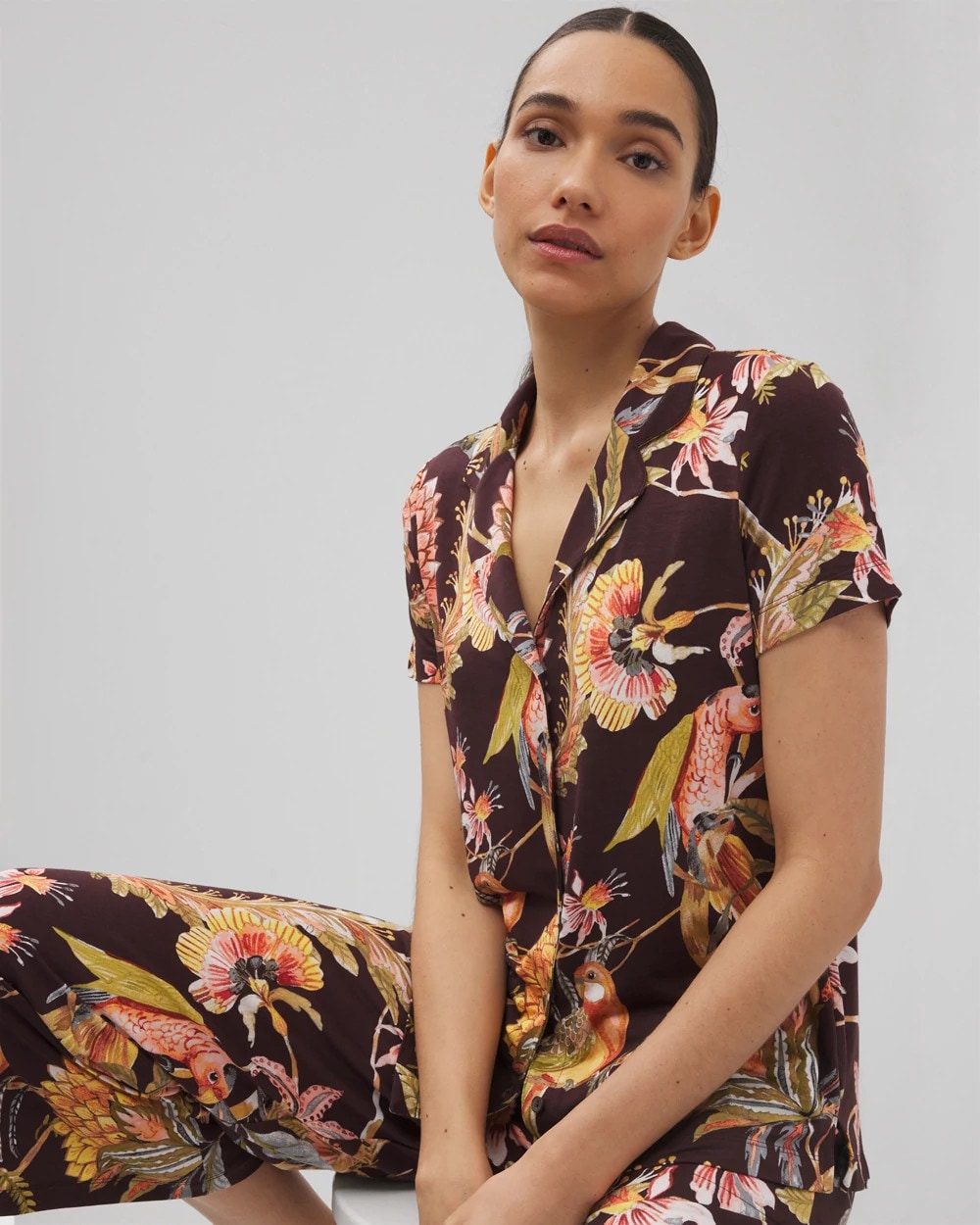 Soma Short Sleeve Notch Collar Pajama Top