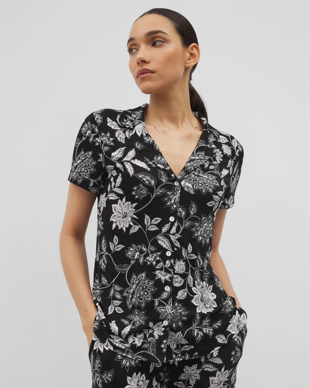 Soma Short Sleeve Notch Collar Pajama Top