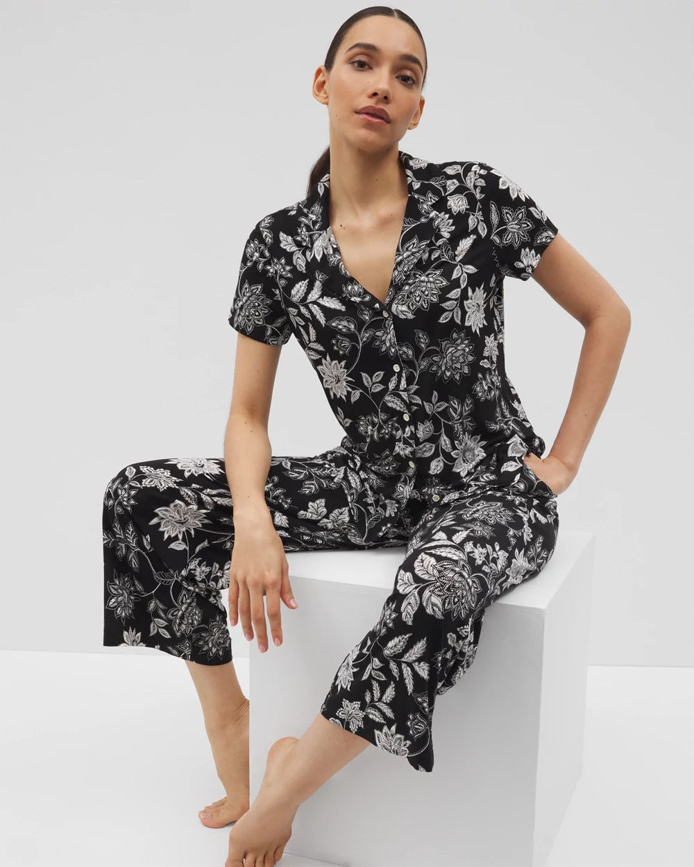 Soma Short Sleeve Notch Collar Pajama Top
