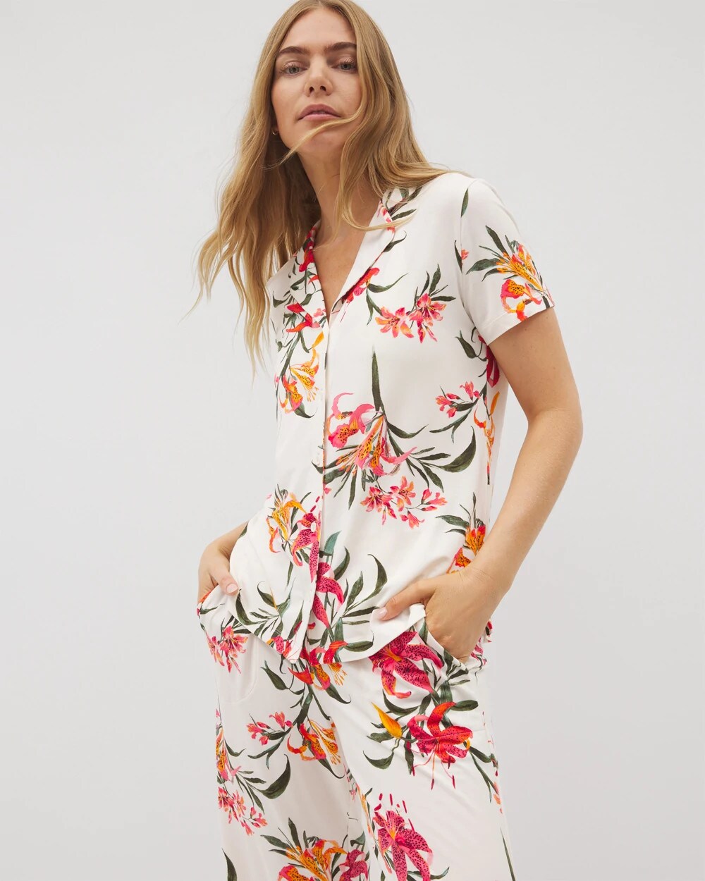 Soma Short Sleeve Notch Collar Pajama Top