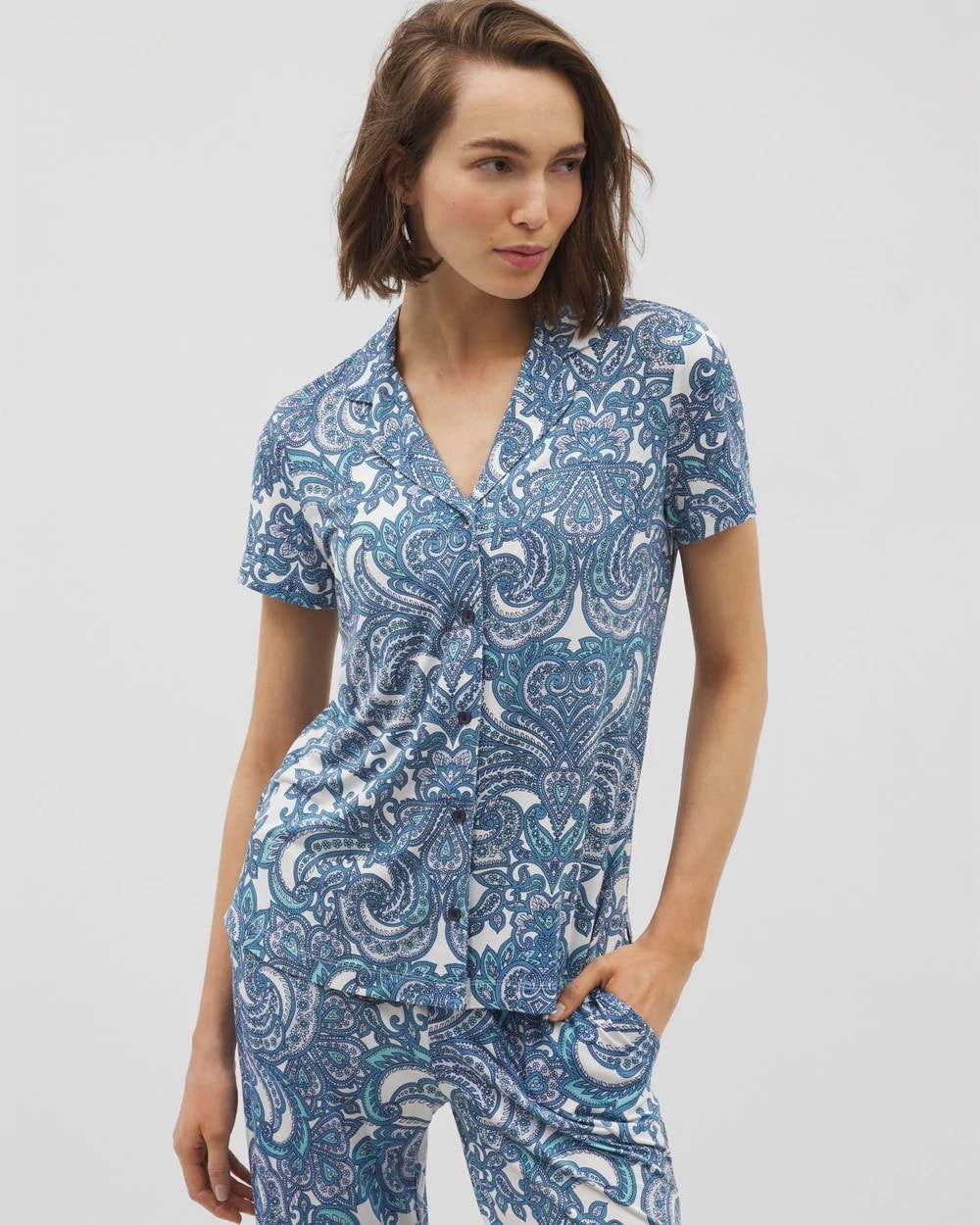 Soma Short Sleeve Notch Collar Pajama Top