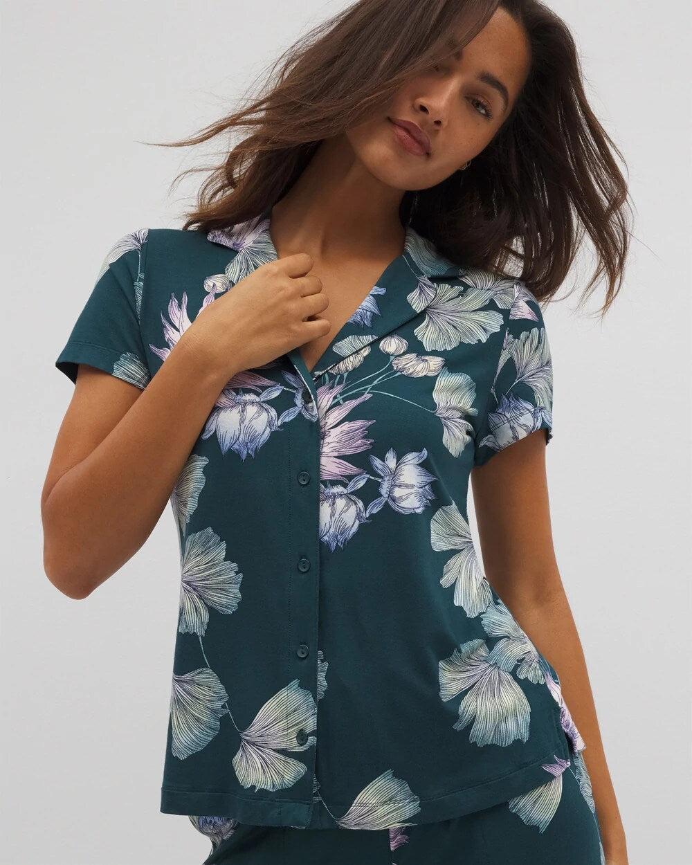 Soma Short Sleeve Notch Collar Pajama Top