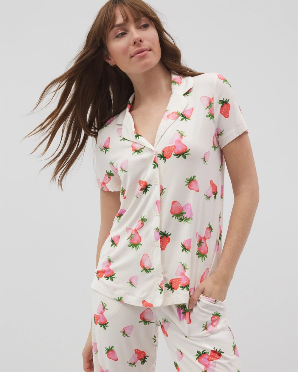Soma Short Sleeve Notch Collar Pajama Top