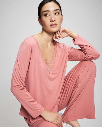 Soma Lace Long Sleeve Pajama Top