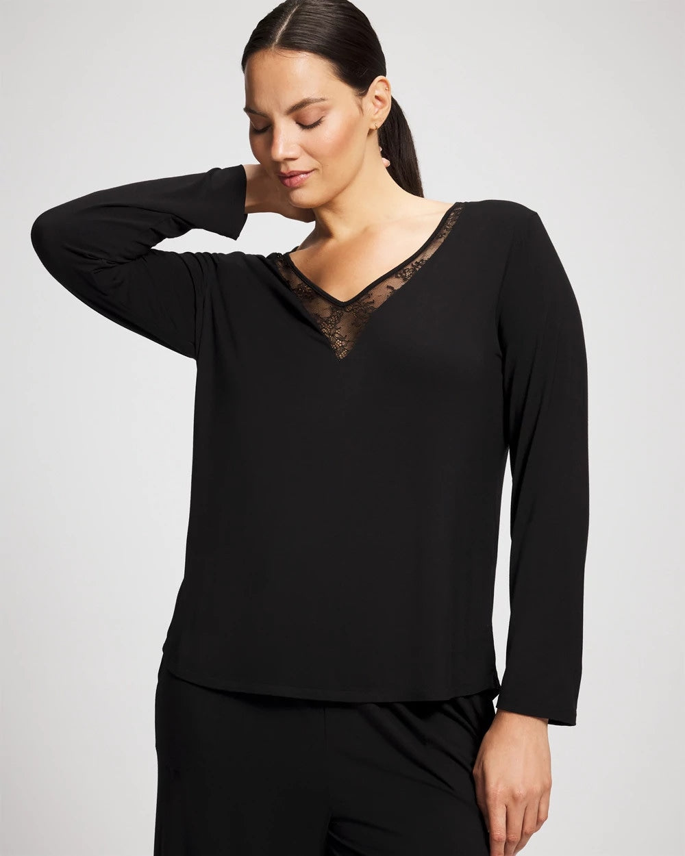 Soma Lace Long Sleeve Pajama Top