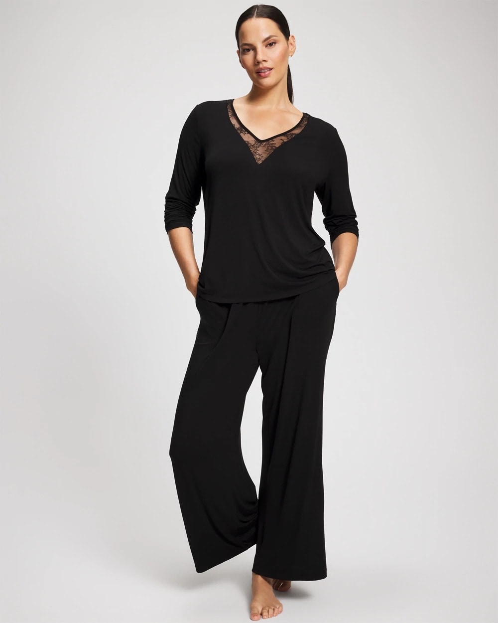 Soma Lace Long Sleeve Pajama Top