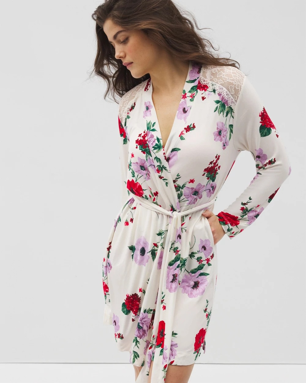 Soma Short Robe With Lace