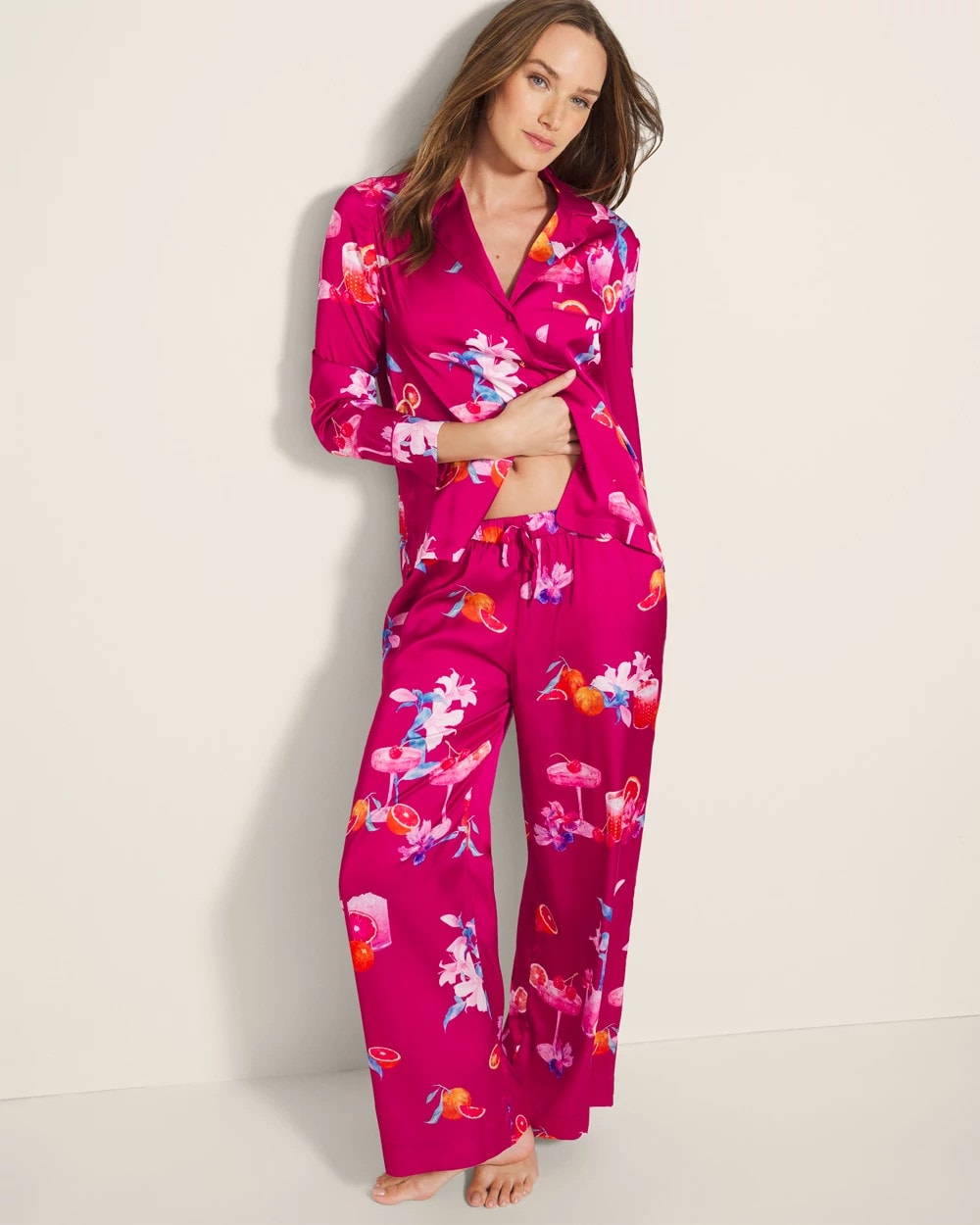 Soma Long-Sleeve Notch Collar Pajama Top