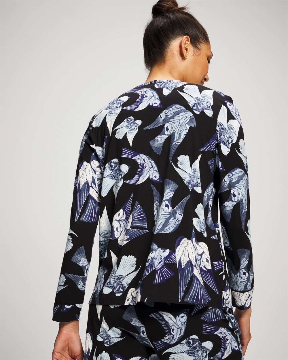 Soma Piped Long-Sleeve Notch Pajama Top