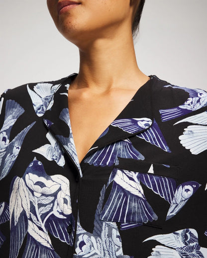 Soma Piped Long-Sleeve Notch Pajama Top