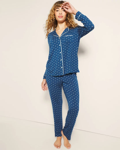 Soma Piped Long-Sleeve Notch Pajama Top