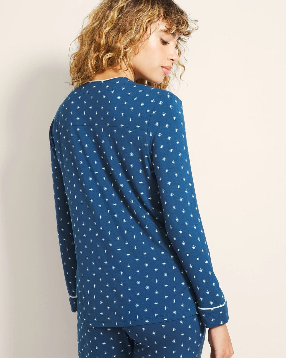 Soma Piped Long-Sleeve Notch Pajama Top