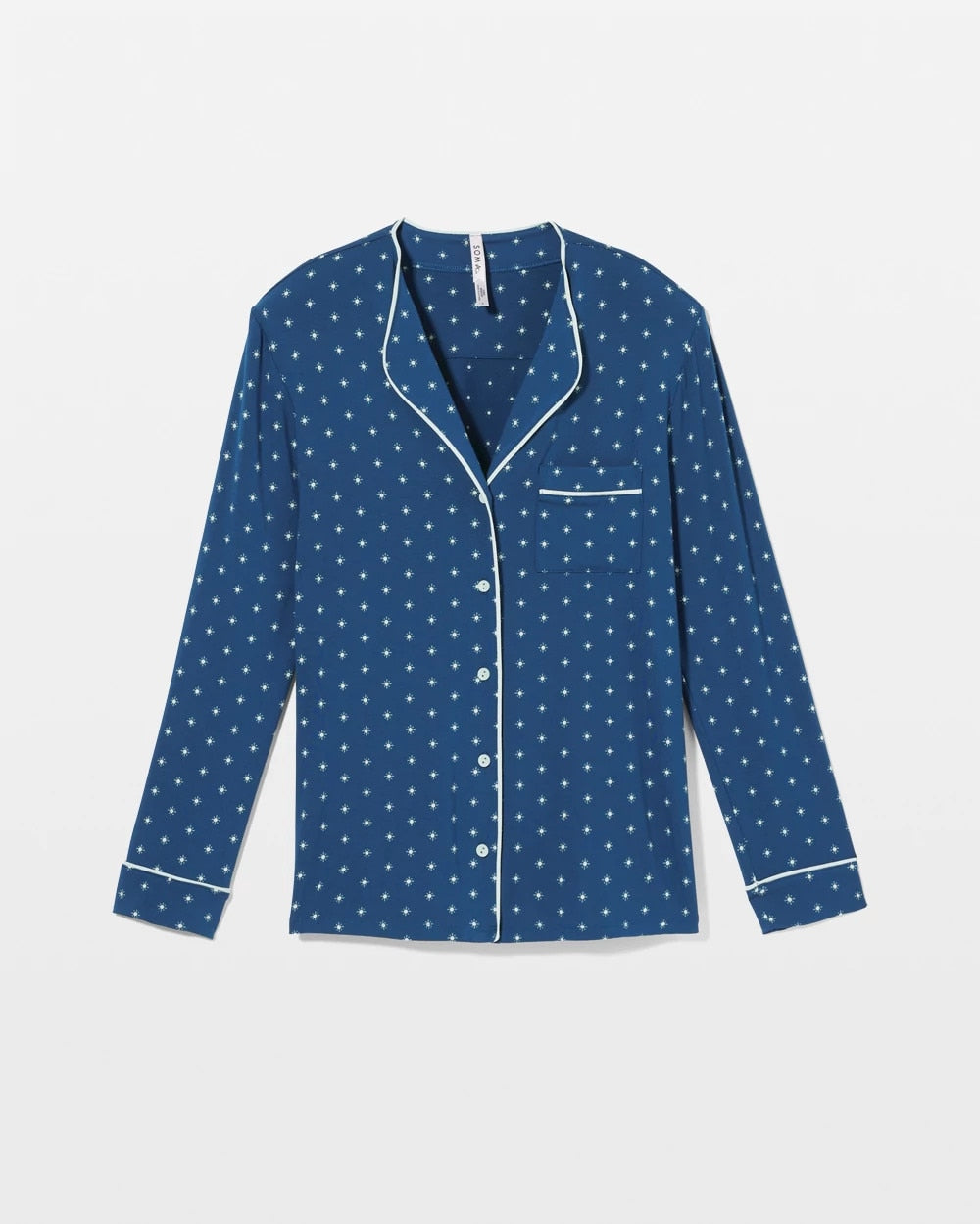 Soma Piped Long-Sleeve Notch Pajama Top
