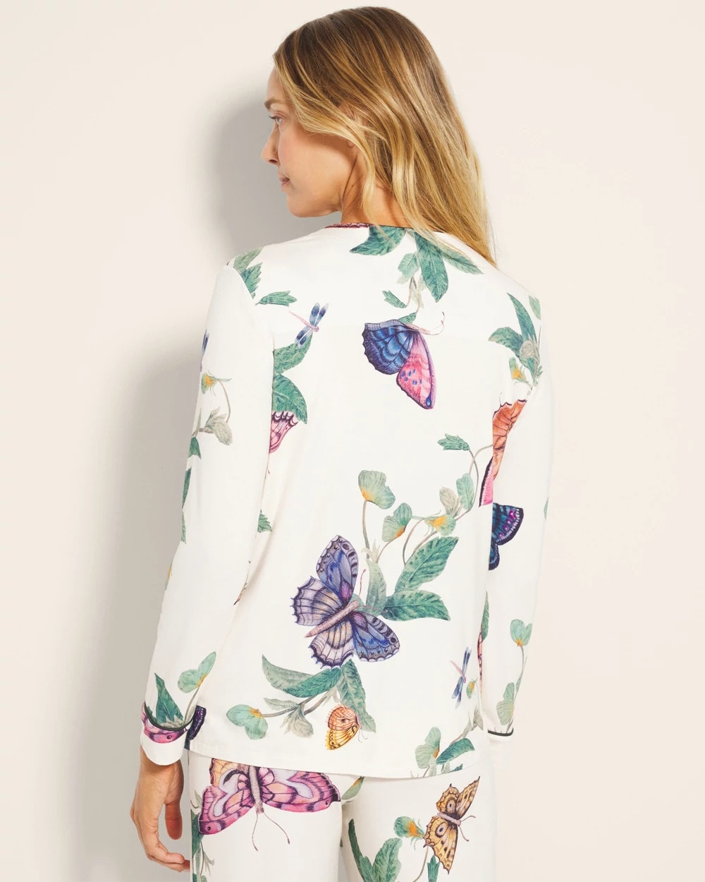 Soma Piped Long-Sleeve Notch Pajama Top