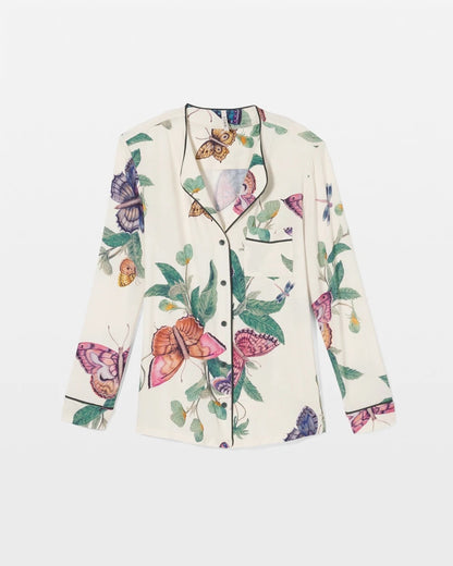 Soma Piped Long-Sleeve Notch Pajama Top