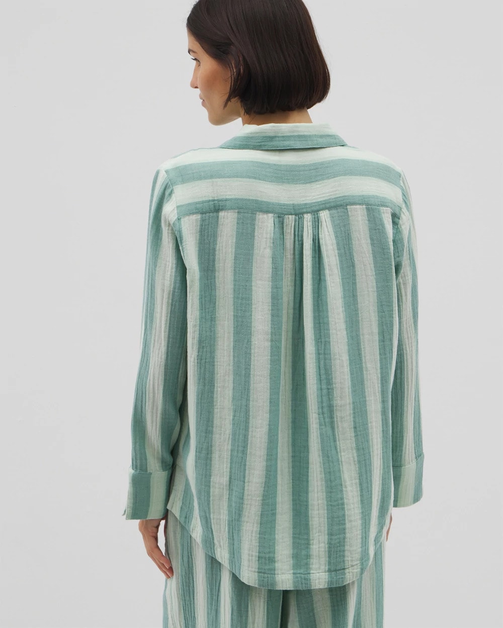 Soma Cotton Gauze Long Sleeve Notch Collar Pajama Top