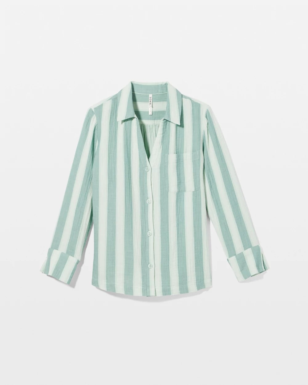 Soma Cotton Gauze Long Sleeve Notch Collar Pajama Top