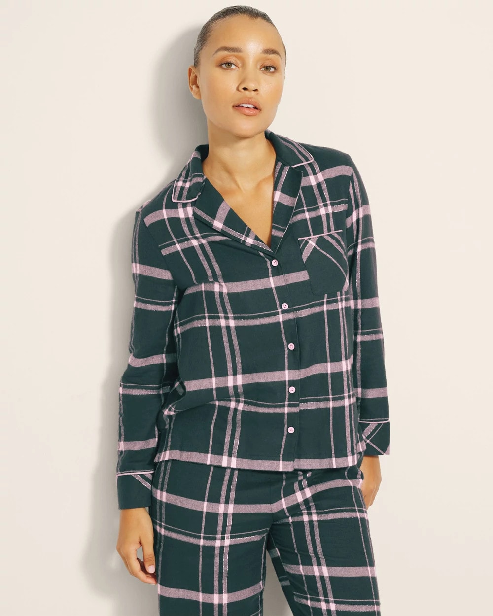 Soma Super Soft Long-Sleeve Notch Collar Pajama Top