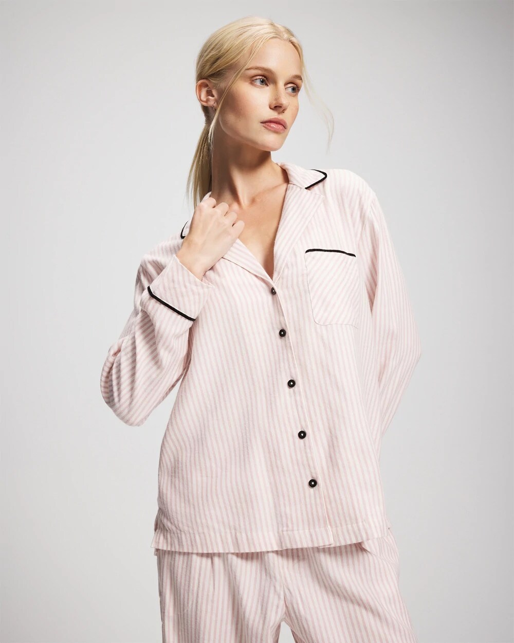 Soma Long-Sleeve Notch Collar Pajama Top