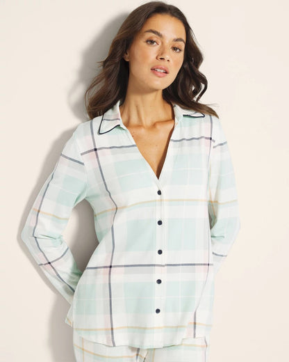 Soma Long-Sleeve Notch Collar Pajama Top