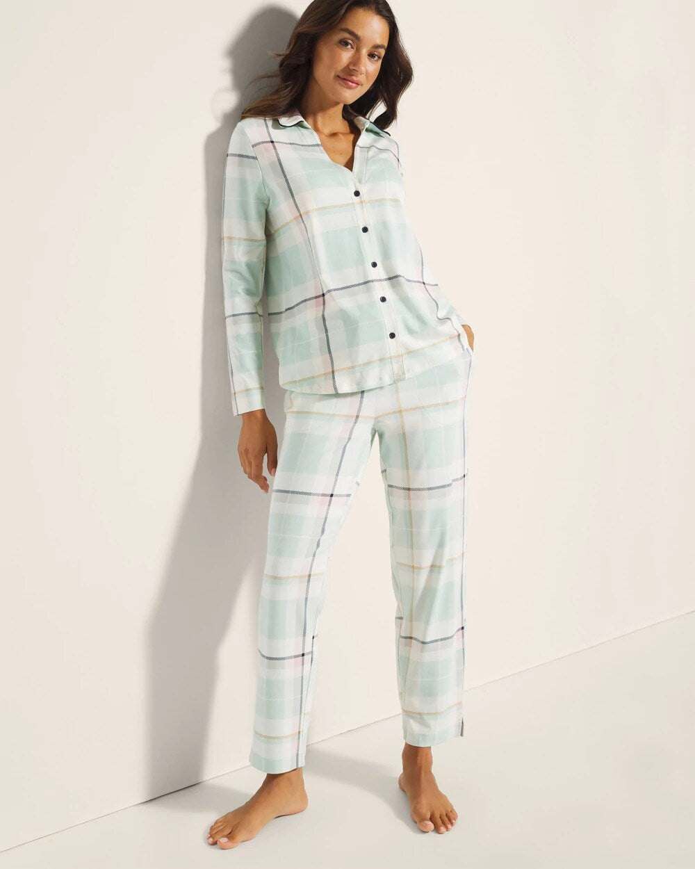 Soma Long-Sleeve Notch Collar Pajama Top