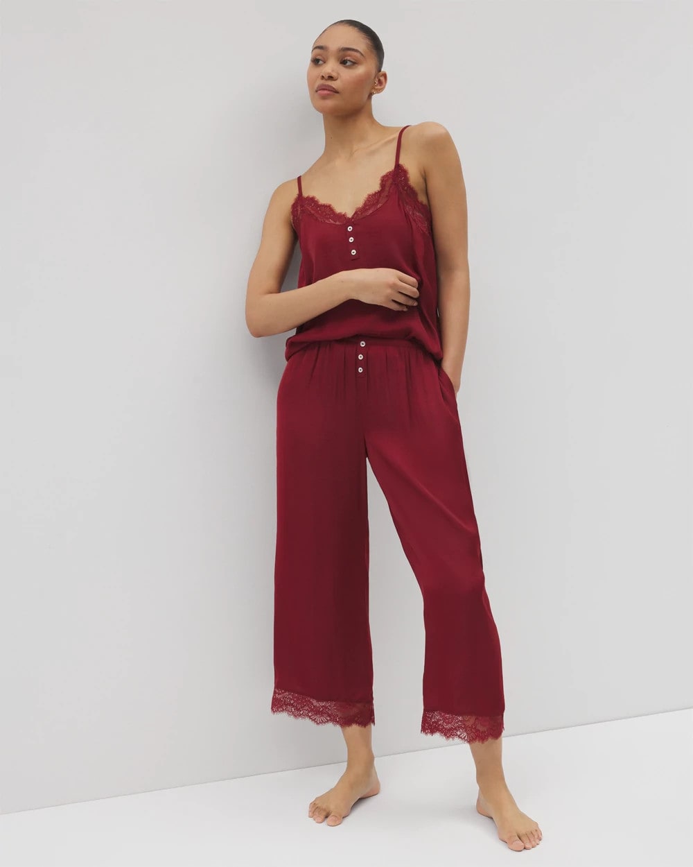 Soma Lace Trim Crop Pajama Pant