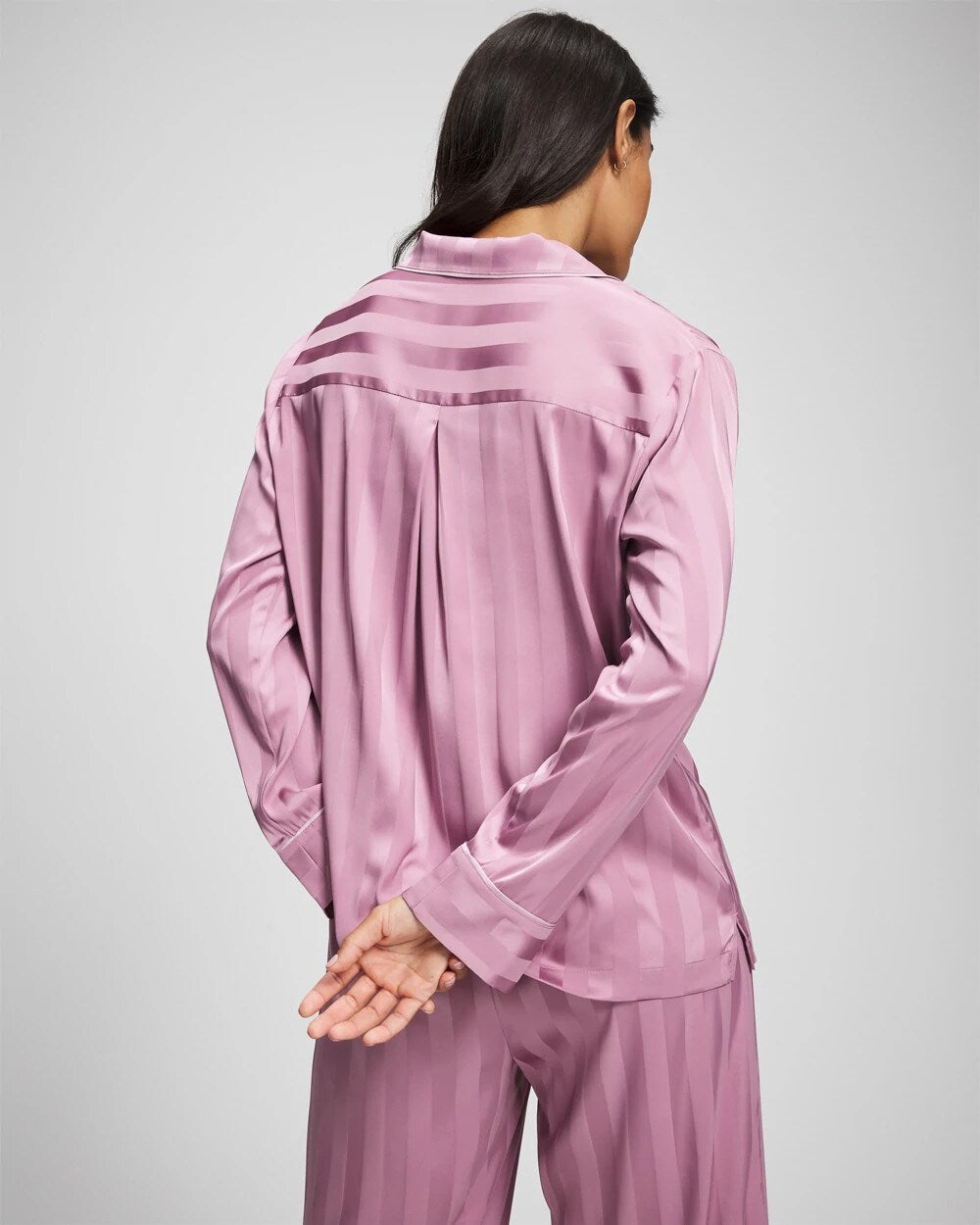 Soma Shadow Stripe Long Sleeve Pajama Notch Collar Top