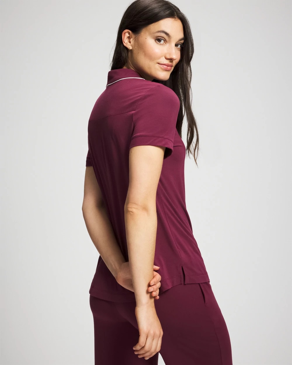 Soma Solid Short Sleeve Notch Collar Pajama Top