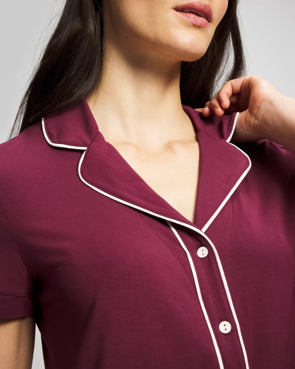 Soma Solid Short Sleeve Notch Collar Pajama Top