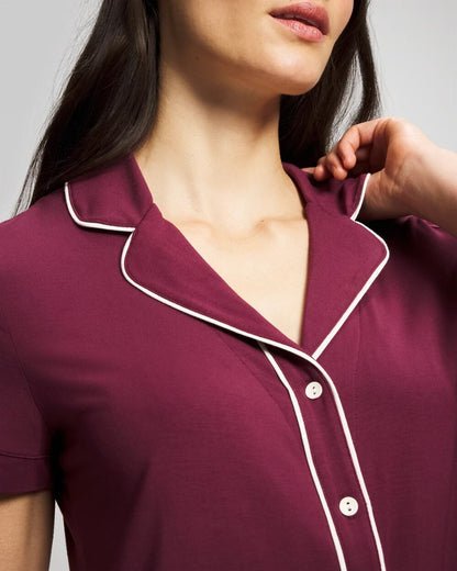 Soma Solid Short Sleeve Notch Collar Pajama Top