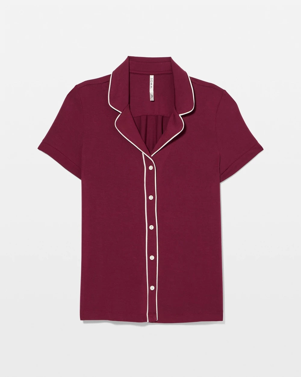 Soma Solid Short Sleeve Notch Collar Pajama Top