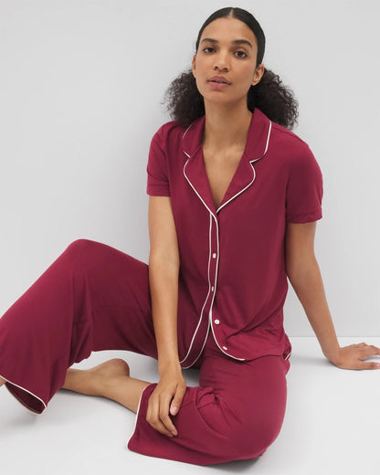 Soma Solid Short Sleeve Notch Collar Pajama Top