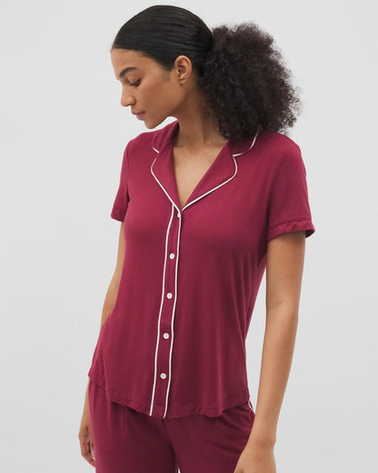 Soma Solid Short Sleeve Notch Collar Pajama Top