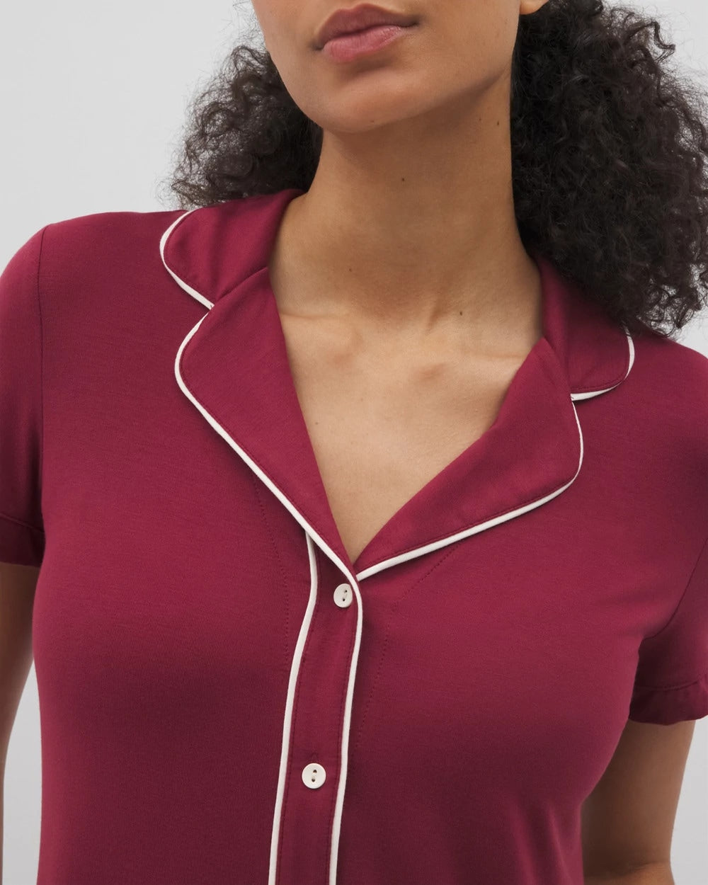 Soma Solid Short Sleeve Notch Collar Pajama Top