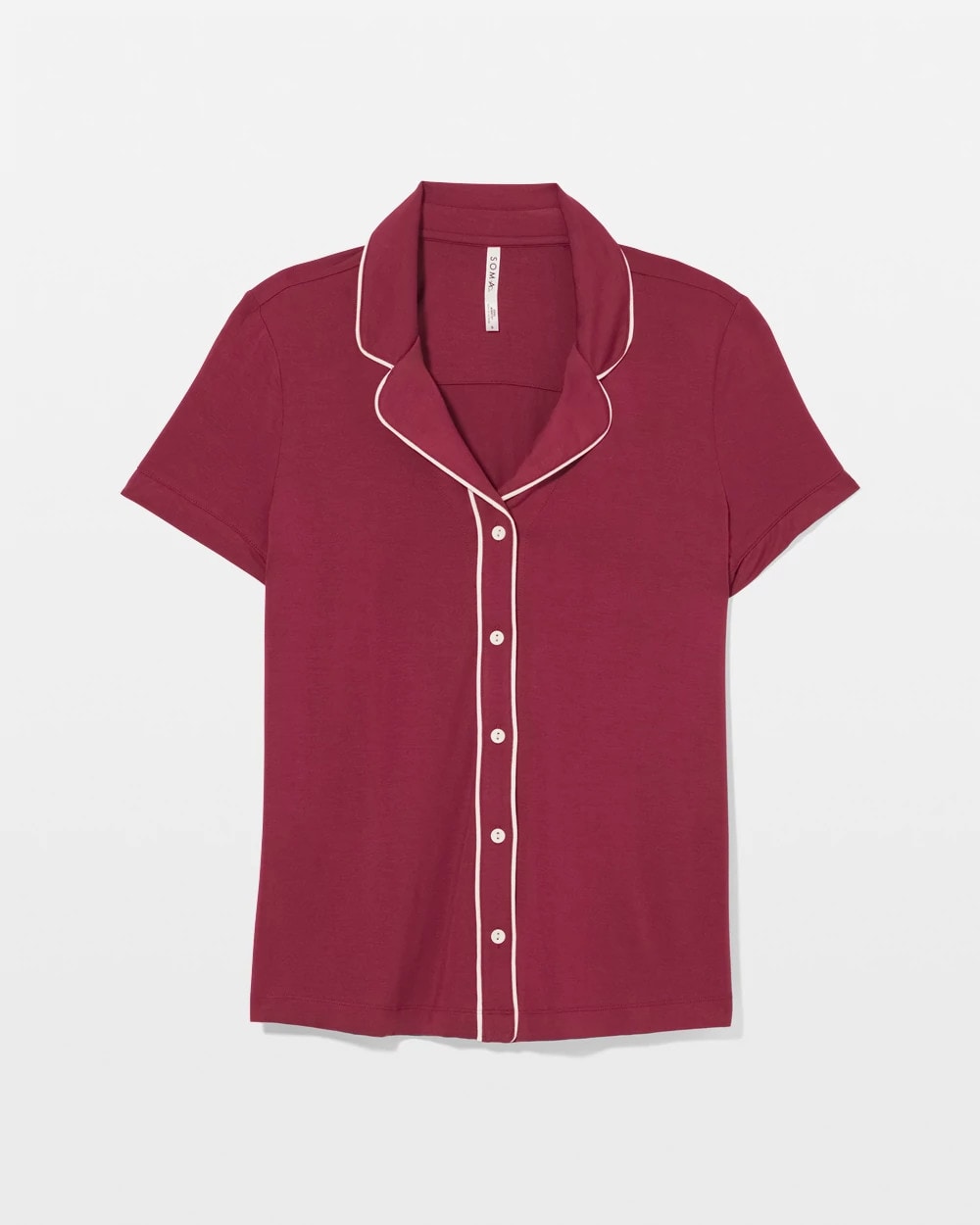Soma Solid Short Sleeve Notch Collar Pajama Top