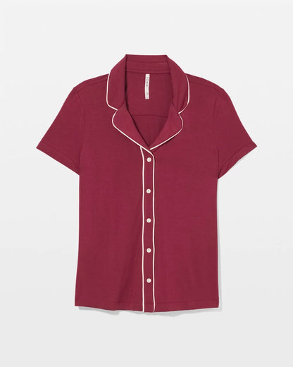 Soma Solid Short Sleeve Notch Collar Pajama Top
